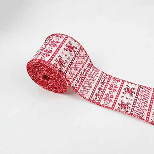 10 Yards Weihnachtsband Ornament Imitation Hanf mit Eisendrahtrand Weihnachtsband Schneemann Elch 6,3 cm-18-10 Yards von YRJKU