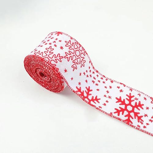 10 Yards Weihnachtsband Ornament Imitation Hanf mit Eisendrahtrand Weihnachtsband Schneemann Elch 6,3 cm-7-10 Yards von YRJKU