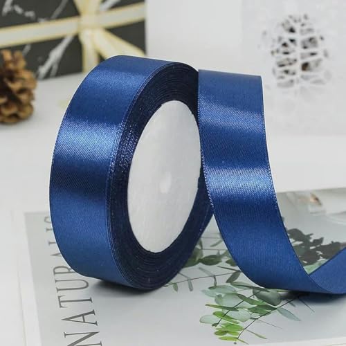 25 Yards/Rolle Dekorationsfleckenband Bastel- und Verpackungszubehör Band Handgefertigter DIY-Kuchen-Satinbandstoff 6 mm – 50 mm-Dunkelblau-15 mm von YRJKU