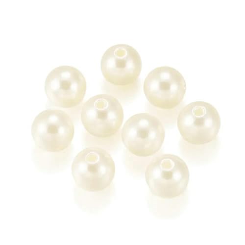 3–12 mm Perlenimitat, ABS-Kugelperle, Schmuckzubehör, handgefertigt, DIY-Halsketten, Armbänder, weiß-beige, Schmuckzubehör-beige-4,0 mm, 300 Stück von YRJKU