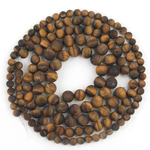 4–10 mm matt polierter, gelber Tigerauge-Stein, runde, lose Perlen zur Herstellung von Schmuck, DIY-Armband, Halskettenzubehör, 15 Zoll – 10 mm, 38 Stück Perlen von YRJKU