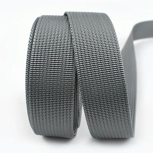 5 Meter 20/25/32/38/50 mm Nylon-Gurtband für Riemen, Rucksackband, DIY-Tasche, Schrägband, Nähzubehör-Grau-25 mm von YRJKU