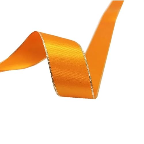 5 Yards 6 mm – 38 mm Satinband, Polyesterband mit silbernem Metallic-Rand für Blumenverpackung, Hochzeitsdekoration, DIY-Orange-6 mm von YRJKU