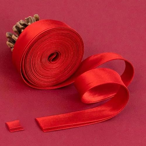 5 m Satin-Nähband mit Rand, Schrägband, Paspelkordel, zum Selbermachen, Patchwork, Nähen, Herstellen und Beschneiden von Heimtextilien, Rot, 2 cm x 5 m von YRJKU