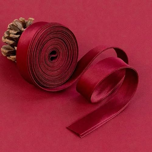 5 m langes Satin-Nähband mit Schrägband, Paspelschnur zum Nähen und Beschneiden von Heimtextilien im Patchwork-Stil, Jujube-Rot, 2 cm x 5 m von YRJKU