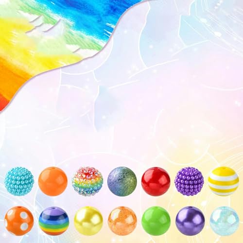 50 Stück 20 mm bunte Regenbogen-Perlen in leuchtenden Farben, Kaugummi-Perlen-Set aus Acryl, bunte, klobige Perlen zur Schmuckherstellung, Regenbogen, 20 mm von YRJKU