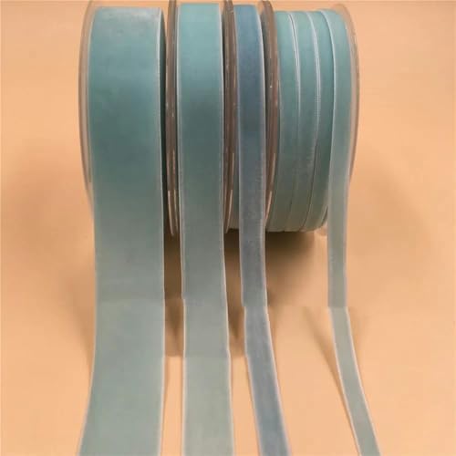 6/9/15/25 mm einseitiges Samtband zum Verpacken handgefertigter Blumensträuße, Party-Dekoration zu Hause, Weihnachtssamtband, Blau V045-6 mm x 300 Yards von YRJKU