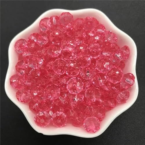 6 mm 8 mm 10 mm 12 mm Acryl-Abstandsperlen, facettierter Kristall, lose Abstandsperlen, runde Perlen zur Schmuckherstellung, Rosa, 12 mm, 30 Stück von YRJKU