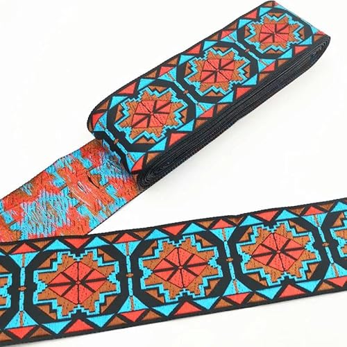 7 Meter 50 mm Vintage ethnische Stickerei Spitzenband Boho Spitzenbesatz DIY Kleidung Tasche Zubehör bestickter Stoff-50MM SBD06 von YRJKU