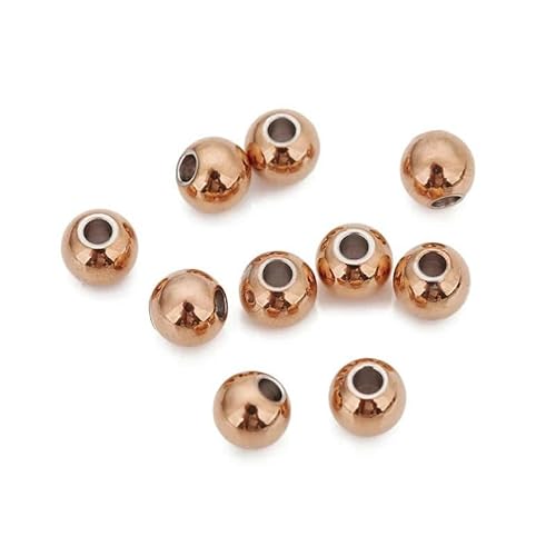 Edelstahl 3,0 mm 4,0 mm 5 mm 6 mm 8 mm Roségoldfarbene schwarze Abstandsperlen, Charm-lose Perlen, DIY-Armbänder, Perlen zur Schmuckherstellung-Roségold-6 mm-30 Stück von YRJKU