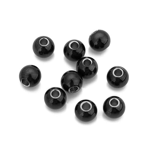 Edelstahl 3,0 mm 4,0 mm 5 mm 6 mm 8 mm Roségoldfarbene schwarze Abstandsperlen, Charm-lose Perlen, DIY-Armbänder, Perlen zur Schmuckherstellung-Schwarz-3,0 mm-100 Stück von YRJKU