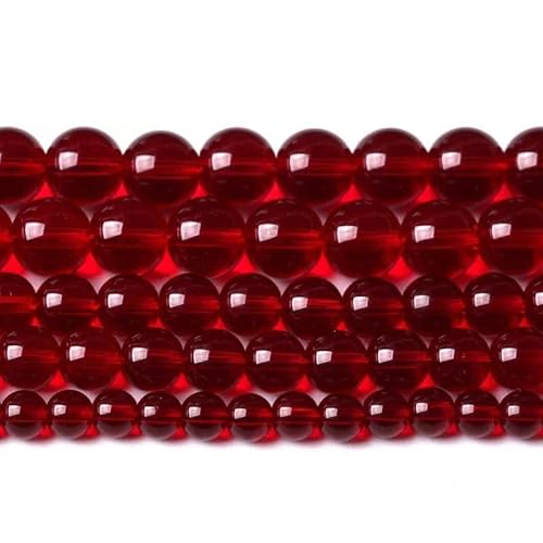 Granatglaskristallperlen, Großhandel, rote Glasperlen, runde, lose Steinperlen zur Schmuckherstellung, DIY-Armband, Halsketten, Zubehör, 15"-10mm, 36 bis 38 Stück von YRJKU