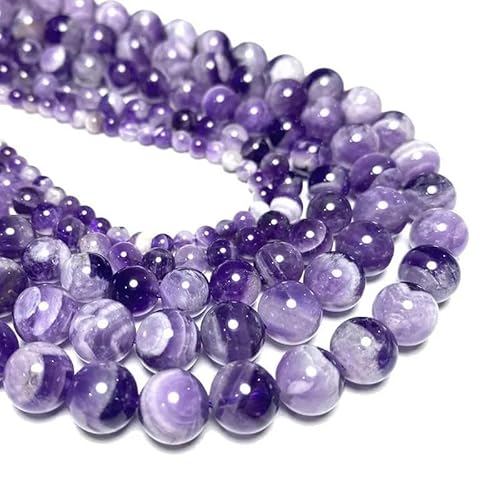 Natürlicher runder Edelstein, lose Perlen, Achate, Obsidian, Lapislazuli-Kristall, zur Schmuckherstellung, DIY-Armbänder für Frauen, Charms-Amethyst-10 mm, ca. 36 Stück von YRJKU