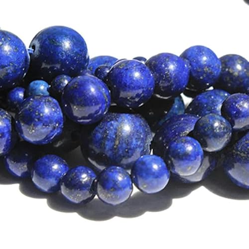 Natürlicher runder Edelstein, lose Perlen, Achate, Obsidian, Lapislazuli-Kristall zur Schmuckherstellung, DIY-Armbänder für Frauen, Charms-Lapislazuli-10 mm, ca. 36 Stück von YRJKU