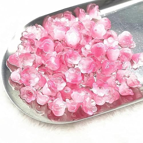 Neue 20 Stück 7 x 12 mm bunte Glockenblumen-Perlen aus Lampwork, Kappen, Glas-Abstandshalterperlen für Schmuckherstellung, DIY, handgefertigte Armbänder, Haarnadel-06 von YRJKU