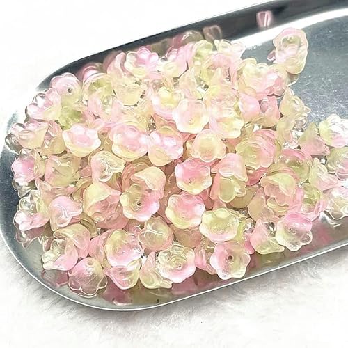 Neue 20 Stück 7 x 12 mm bunte Glockenblumen-Perlen aus Lampwork, Kappen, Glas-Abstandshalterperlen für Schmuckherstellung, DIY, handgefertigte Armbänder, Haarnadel-08 von YRJKU