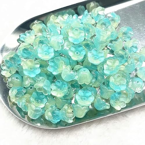 Neue 20 Stück 7 x 12 mm bunte Glockenblumen-Perlen aus Lampwork, Kappen, Glas-Abstandshalterperlen für Schmuckherstellung, DIY, handgefertigte Armbänder, Haarnadel-09 von YRJKU