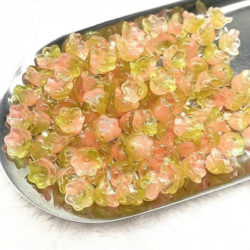 Neue 20 Stück 7 x 12 mm bunte Glockenblumen-Perlen aus Lampwork, Kappen, Glas-Abstandshalterperlen für Schmuckherstellung, DIY, handgefertigte Armbänder, Haarnadel-11 von YRJKU