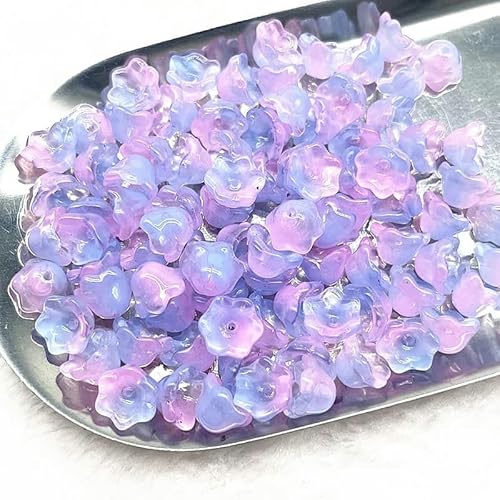 Neue 20 Stück 7 x 12 mm bunte Glockenblumen-Perlen aus Lampwork, Kappen, Glas-Abstandshalterperlen für Schmuckherstellung, DIY, handgefertigte Armbänder, Haarnadel-14 von YRJKU