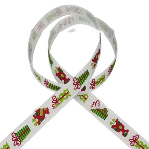 Yards/20 Yards 10MM Weihnachtsband Bedrucktes Polyester-Ripsband zum Dekorieren, Verpacken von Haarschleifen, Band zum Basteln-005-20 Yards von YRJKU