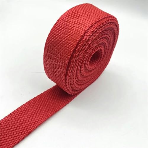 Yards 25 mm 30 mm 38 mm PP-Gurtband Canvas-Polyesterband zum Umreifen von Rucksäcken, Taschen, Basteln, DIY-Gürteltasche, Hundezubehör-Rot-25 mm 2 Yards von YRJKU