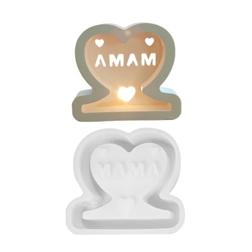 Herz Silikonformen Gießformen, Mama Letter Design Kerzenform Silikon Muttertags Gießform Kerzenform Epoxidharz Formen Herz Heimdekorationen Für Gips Handwerk, 9.1x9.9cm Herz Silikonformen Gießformen, Mama Letter Design Kerzenform Silikon Muttertags Gießform Kerzenform Epoxidharz Formen Herz Heimdekorationen Für Gips Handwerk, 9.1x9.9cm von YRTUOP