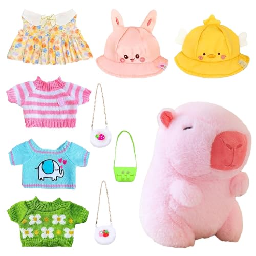 YRTUOP Capybara Plüschtier, Capybara Plushie Puppen Mit Kleidung Tasche Hut Niedliche Capybara Kuscheltier Geburtstagsgeschenk Für Kinder Home Deko Schmusetier Für Kuscheltierliebhaber, 23cm von YRTUOP