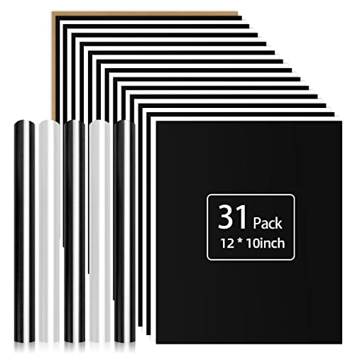 YRYM HT Plotterfolie Textil für T-Shirts 31 Pack 30.5cmx25.4cm Flexfolie Plotter Textil,Weiß und Schwarz Wärmeübertragung Folie Easy to Weed Aufbügeln auf Vinylfolie Rolle für Stoffen T-Shirts. von YRYM HT