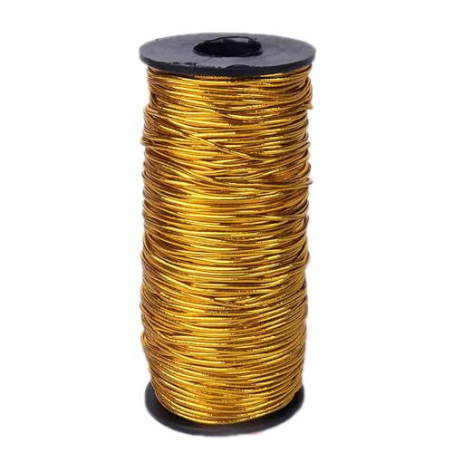 YRthongXy Perlenschnur, Metallic Elastic Cords Stretch Cord Elastic Beading Cord Stretchy String Nylon Thread Rope for Bracelets, Necklace, Jewelry Making and Crafts(Dark Gold 100m) von YRthongXy