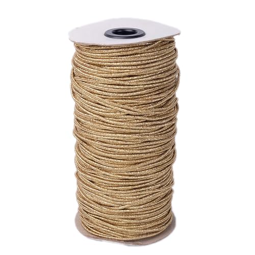 YRthongXy Perlenschnur, Metallic Elastic Cords Stretch Cord Elastic Beading Cord Stretchy String Nylon Thread Rope for Bracelets, Necklace, Jewelry Making and Crafts(Light Gold 130m) von YRthongXy