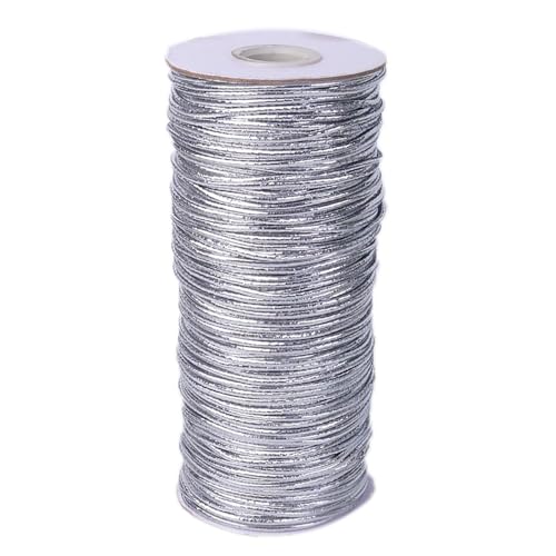 YRthongXy Perlenschnur, Metallic Elastic Cords Stretch Cord Elastic Beading Cord Stretchy String Nylon Thread Rope for Bracelets, Necklace, Jewelry Making and Crafts(Silver White 100m) von YRthongXy