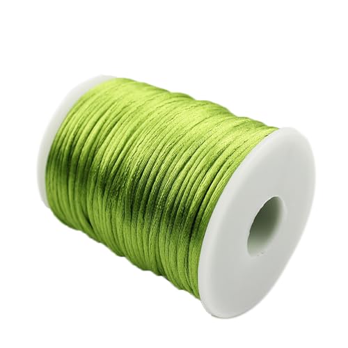 YRthongXy Perlenschnur, Nylon Satin Cord,Rattail Silk Cord,Beading Braided Thread String for Chinese Knotting Rattail Macrame Bracelets Necklaces Jewelry Making,(Army Green) von YRthongXy