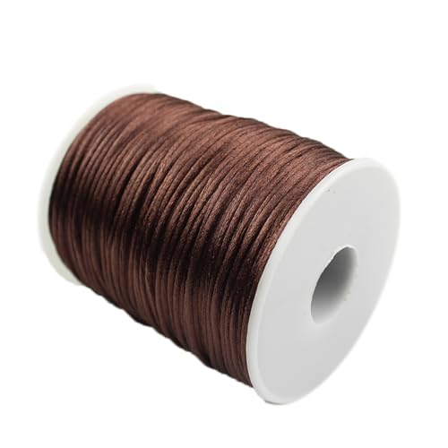 YRthongXy Perlenschnur, Nylon Satin Cord,Rattail Silk Cord,Beading Braided Thread String for Chinese Knotting Rattail Macrame Bracelets Necklaces Jewelry Making,(Coffee) von YRthongXy