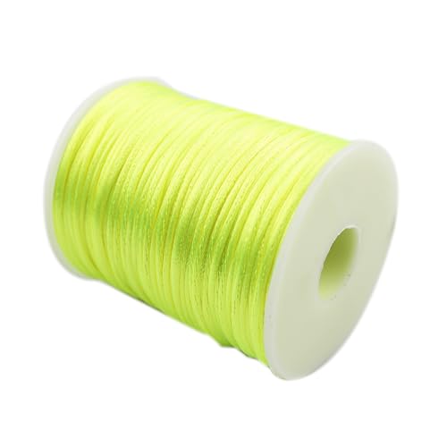 YRthongXy Perlenschnur, Nylon Satin Cord,Rattail Silk Cord,Beading Braided Thread String for Chinese Knotting Rattail Macrame Bracelets Necklaces Jewelry Making,(Fluorescent Yellow) von YRthongXy