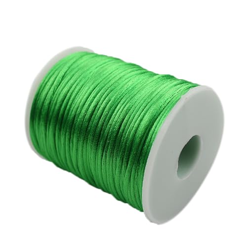 YRthongXy Perlenschnur, Nylon Satin Cord,Rattail Silk Cord,Beading Braided Thread String for Chinese Knotting Rattail Macrame Bracelets Necklaces Jewelry Making,(Green) von YRthongXy