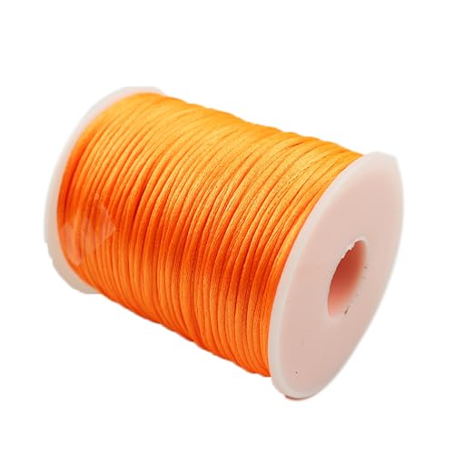 YRthongXy Perlenschnur, Nylon Satin Cord,Rattail Silk Cord,Beading Braided Thread String for Chinese Knotting Rattail Macrame Bracelets Necklaces Jewelry Making,(Orange) von YRthongXy