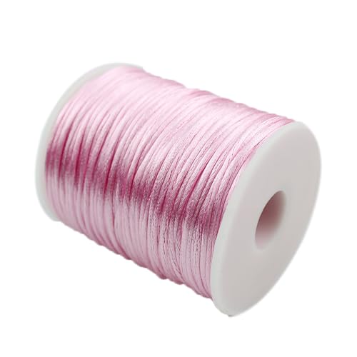 YRthongXy Perlenschnur, Nylon Satin Cord,Rattail Silk Cord,Beading Braided Thread String for Chinese Knotting Rattail Macrame Bracelets Necklaces Jewelry Making,(Pink) von YRthongXy