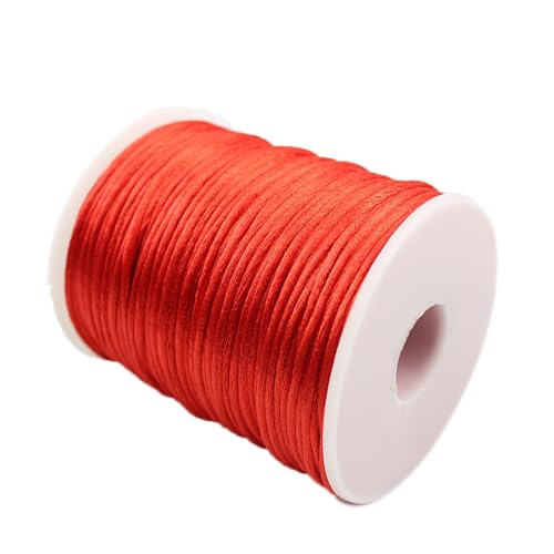 YRthongXy Perlenschnur, Nylon Satin Cord,Rattail Silk Cord,Beading Braided Thread String for Chinese Knotting Rattail Macrame Bracelets Necklaces Jewelry Making,(Red) von YRthongXy