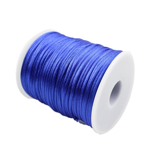 YRthongXy Perlenschnur, Nylon Satin Cord,Rattail Silk Cord,Beading Braided Thread String for Chinese Knotting Rattail Macrame Bracelets Necklaces Jewelry Making,(Royal Blue) von YRthongXy