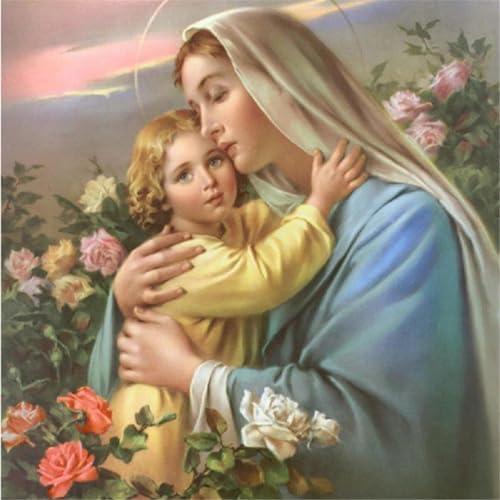 YSCOLOR Diamant Painting 5D DIY Diamant Mosaik Madonna Und Kind Religion 3D Diamant Malerei Kreuzstich Kits Diamant Stickerei Dekoration Jungfrau 30X30Cm von YSCOLOR