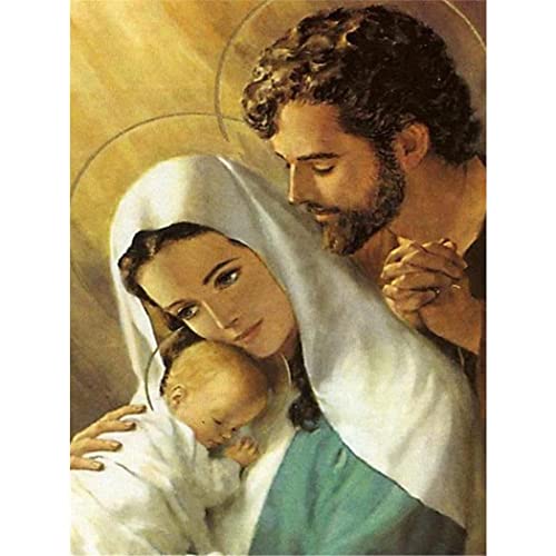 YSCOLOR Diamant Painting 5D Diamant Malerei Kits Jesus Geburt Heilige Familie Vollbohrer Runde Perlen Diamond Art Edelsteine Stein Diy Kits Wanddekoration Christus Z310 30x40cm von YSCOLOR