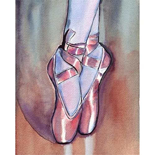 YSCOLOR Diamant Painting 5D Diamant Malerei Kits Rosa Ballettschuhe Ballerina Full Drill Round Diamond Art Malen Nach Zahlen Kits Für Anfänger 30x40cm von YSCOLOR