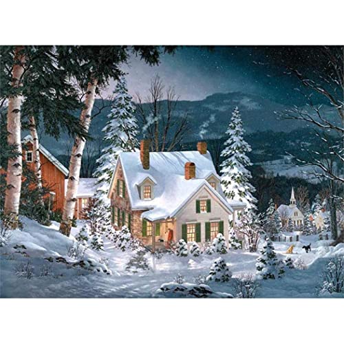 YSCOLOR Diamant Painting 5D Diy Diamant Malerei Full Diamond Winter Schnee Mosaik Kunst Weihnachtslandschaft Dekoration Geschenk 30x40cm von YSCOLOR