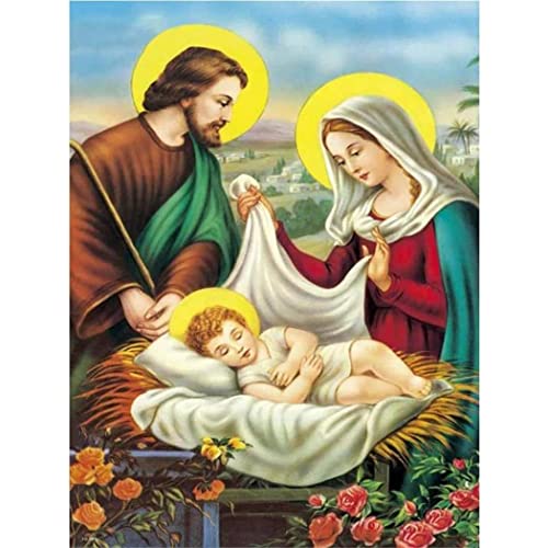 YSCOLOR Diamant Painting Diamant Malerei Jesus Heilige Familie Full Round Drill Stickerei Kit Diamond Dots Geschenke 30x40cm von YSCOLOR