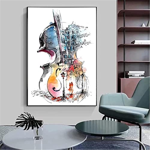 YSCOLOR Diamant Painting Diamant Malerei Kits Für Erwachsene Anfänger Round Drill City Cello Diy 5D Full Drill Diamond Art Z1136 30x40cm von YSCOLOR