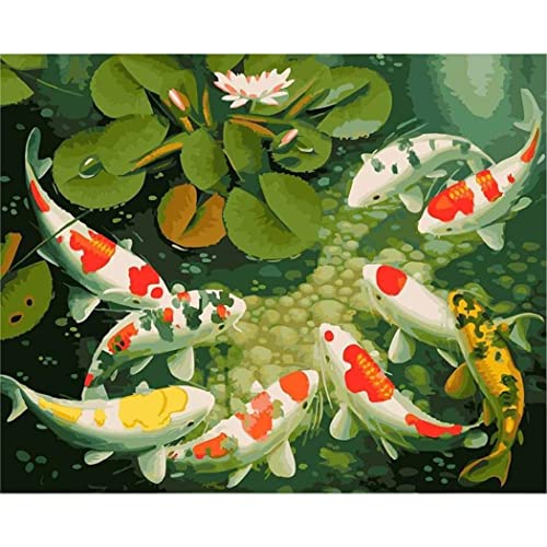 YSCOLOR Diamant Painting Diamant Malerei Malen Nach Zahlen Koi Fisch Lotus Leinwand Diy Nummernmalerei Kits 30x40cm von YSCOLOR