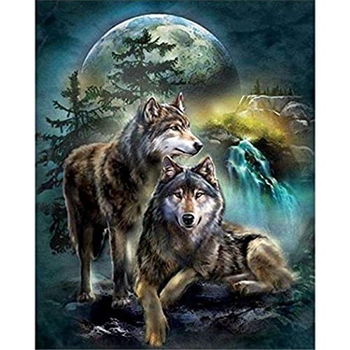 YSCOLOR Diamant Painting Diy Wolf 5D Diamant Malerei Full Round Drill Animal Diamond Stickerei Mosaik Home Decor Wandkunst Geschenk 30x40cm von YSCOLOR