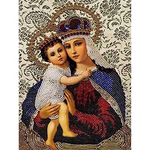 YSCOLOR Diamant Painting Stickerei Mit Perlen Jesus Jungfrau Maria Diamant Stickerei Religion Figuren Kreuzstich DIY 5D Diamant Malerei 2019 Perlen 30X40cm von YSCOLOR