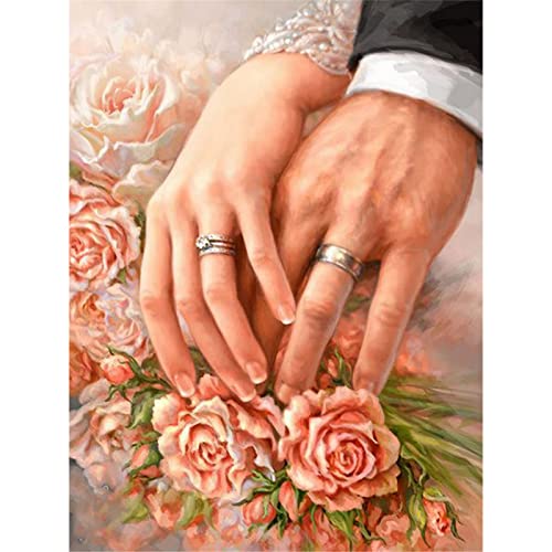 YSCOLOR Diamond Painting 5D DIY Diamant Stickerei Rose Hochzeitsring Foto Diamant Malerei Kreuzstich Komplett Rund Bohrer Strass Mosaik Wanddekoration 30 x 40 cm von YSCOLOR