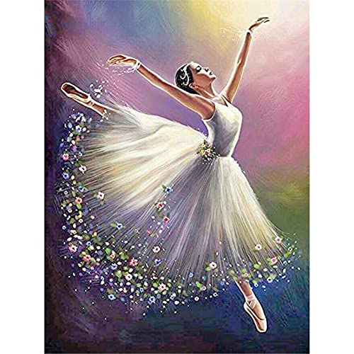 YSCOLOR Diamond Painting runde Perle, komplett, 5D, DIY, Diamantmalerei, Ballett, Tänzerin, Mädchen, 3D, Strass, Stickerei, Kreuzstich, 5D, Heimdekoration, Geschenk, 30 x 40 cm von YSCOLOR